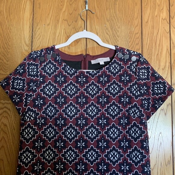 Ann Taylor LOFT Womens Size 8 Multicolor Textured Floral Print Sheath Dress - Picture 2 of 6